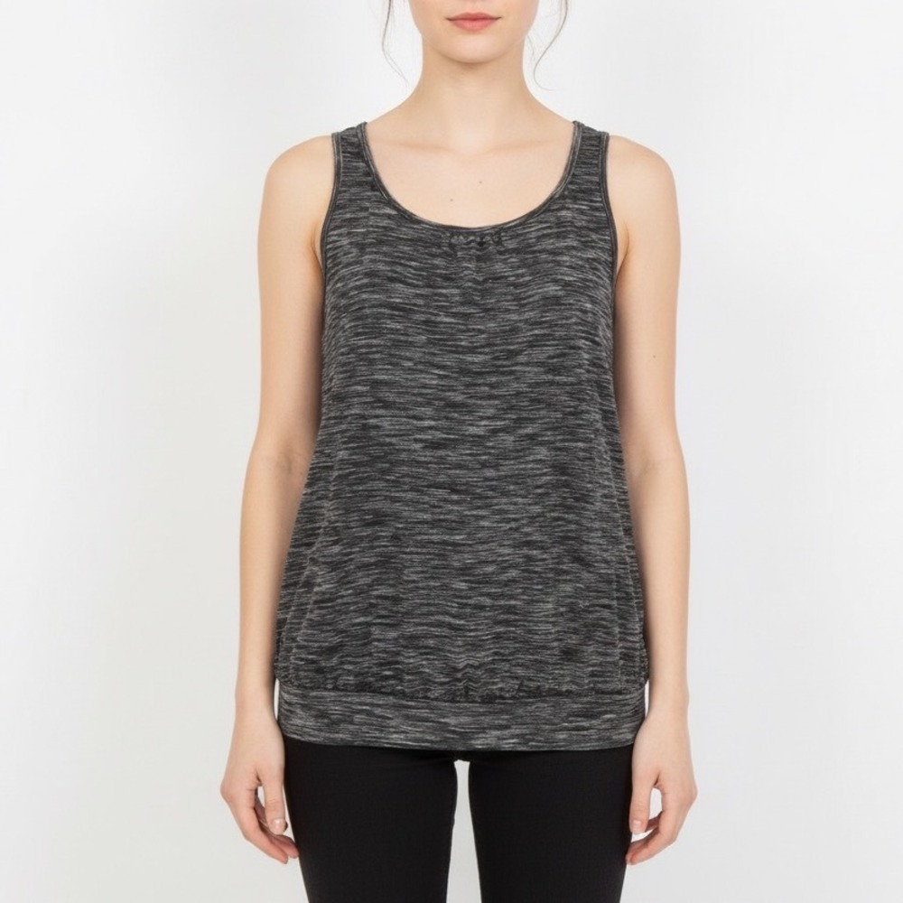Miusey Gray Marled Heathered Knit Tank Top Size L Simple Comfy Casual